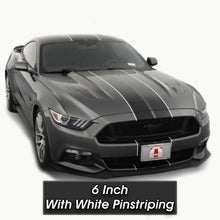 Matte Black Racing Stripes with Pinstripes for a 2015, 2016, or 2017 Mustang