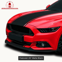 Matte Black PRE-CUT Center Racing Stripe with Pinstripes (Super Snake): 15-20 Inch FULL KIT (2015, 2016, 2017 Mustang)