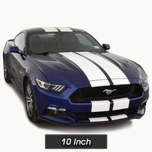 Glossy White Racing Stripes with Pinstripes for a 2015, 2016, or 2017 Mustang