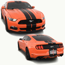 Matte Black Racing Stripes with Pinstripes for a 2015, 2016, or 2017 Mustang