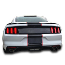 Matte Black PRE-CUT Center Racing Stripe with Pinstripes (Super Snake): 15-20 Inch FULL KIT (2015, 2016, 2017 Mustang)
