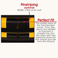 Matte Black PRE-CUT Center Racing Stripe with Pinstripes (Super Snake): 15-20 Inch FULL KIT (2015, 2016, 2017 Mustang)