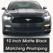 Matte Black Racing Stripes with Pinstripes for a 2015, 2016, or 2017 Mustang