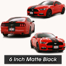 Matte Black Racing Stripes with Pinstripes for a 2015, 2016, or 2017 Mustang