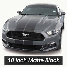 Matte Black Racing Stripes with Pinstripes for a 2015, 2016, or 2017 Mustang