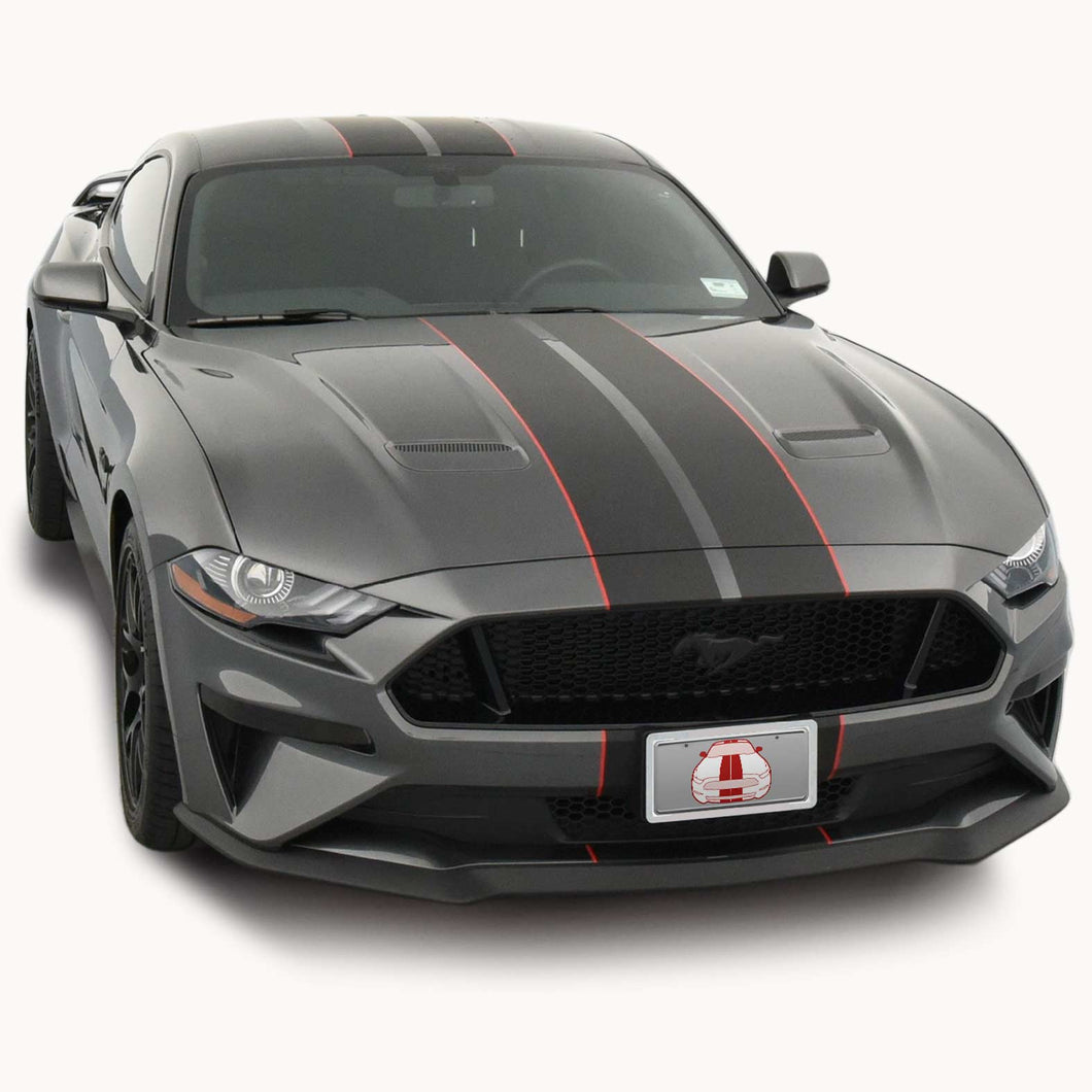 Rally Racing Stripes (with Optional Pinstriping) for a Ford Mustang (2018, 2019, 2020, 2021, 2022, 2023)