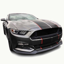 Matte Black Racing Stripes with Pinstripes for a 2015, 2016, or 2017 Mustang