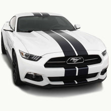 Matte Black Racing Stripes with Pinstripes for a 2015, 2016, or 2017 Mustang