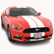 Glossy White Racing Stripes with Pinstripes for a 2015, 2016, or 2017 Mustang