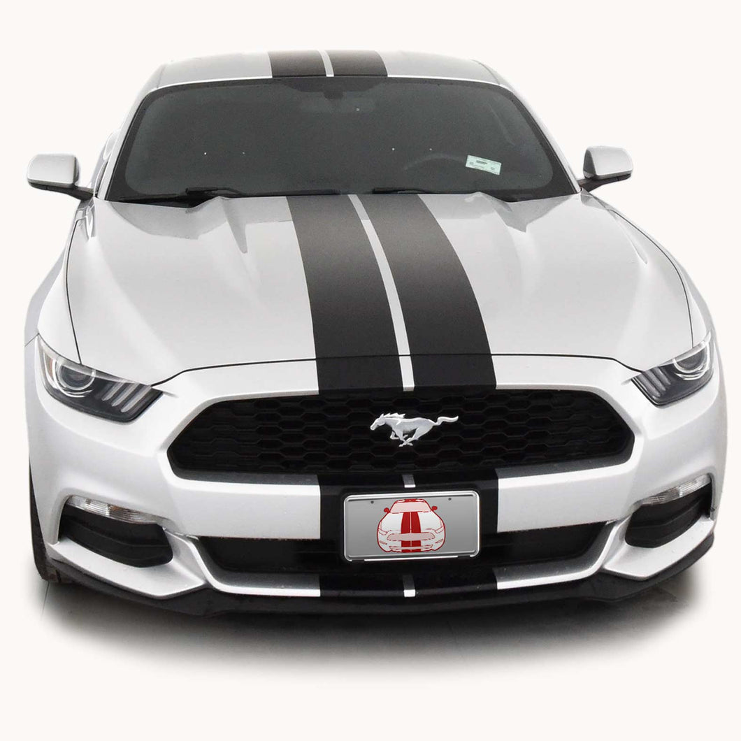 Mustand Racing Racing Stripes Matte Black Racing Stripes with Pinstripes for a 2015, 2016, or 2017 M ...